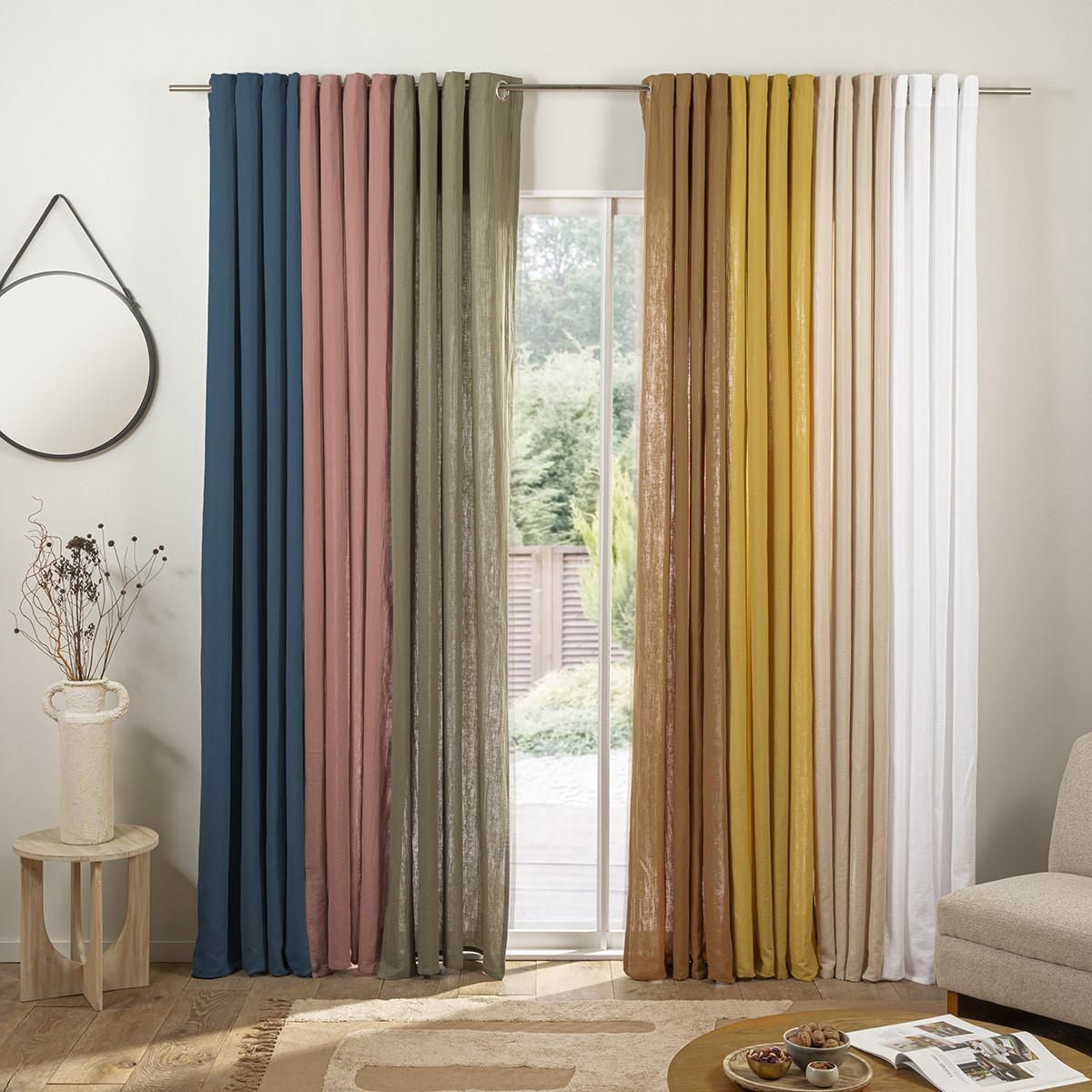 FUTURE HOME Rideau uni en gaze de coton oeillets à l'unité 140x260cm