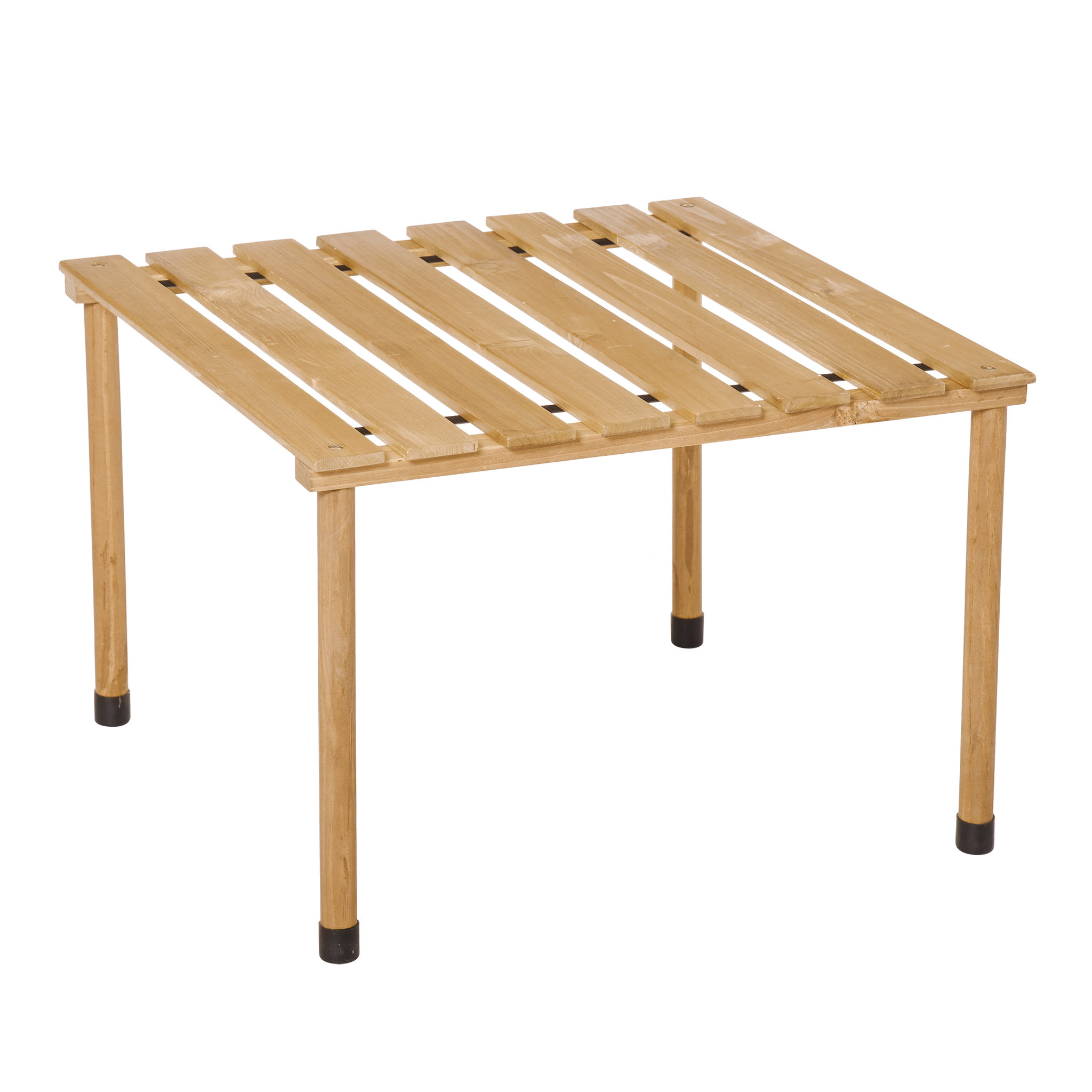 Voir la diapositive 1 : OUTSUNNY Table basse pliable de jardin camping plateau à lattes dim. 58L x 58l x 40H cm sac transport inclus bois sapin pré-huilé