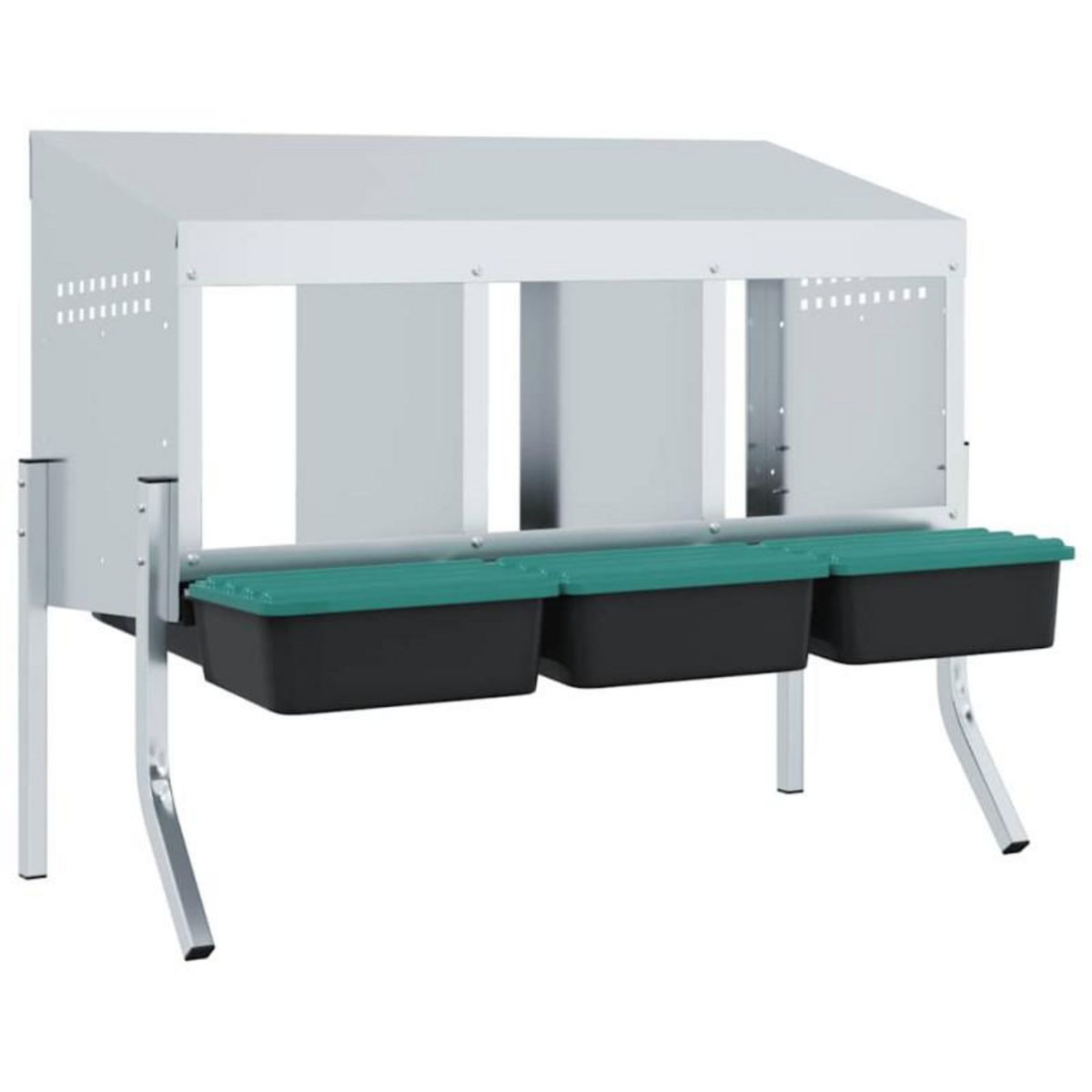 VIDAXL Nichoir à poules3 compartiments avec pieds en acier galvanisé