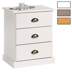 IDIMEX Table de chevet PARIS en pin massif, 3 tiroirs. Coloris disponibles : Marron, Blanc