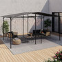 Voir la diapositive 6 : ID MARKET Pergola adossée 4 pieds 2,3 x 2,4 M tonnelle de jardin en acier avec toile gris anthracite