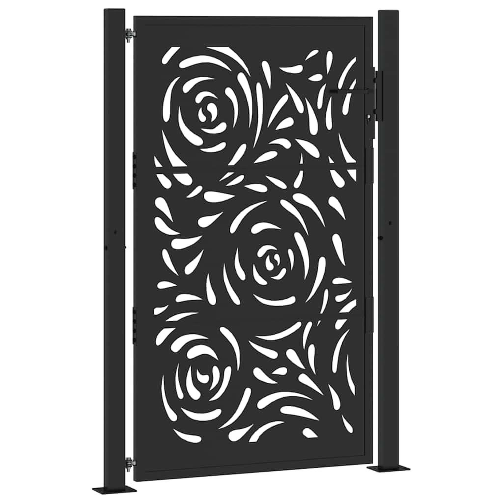 Voir la diapositive 2 : VIDAXL Portail de jardin noir 105x155 cm acier conception de flamme