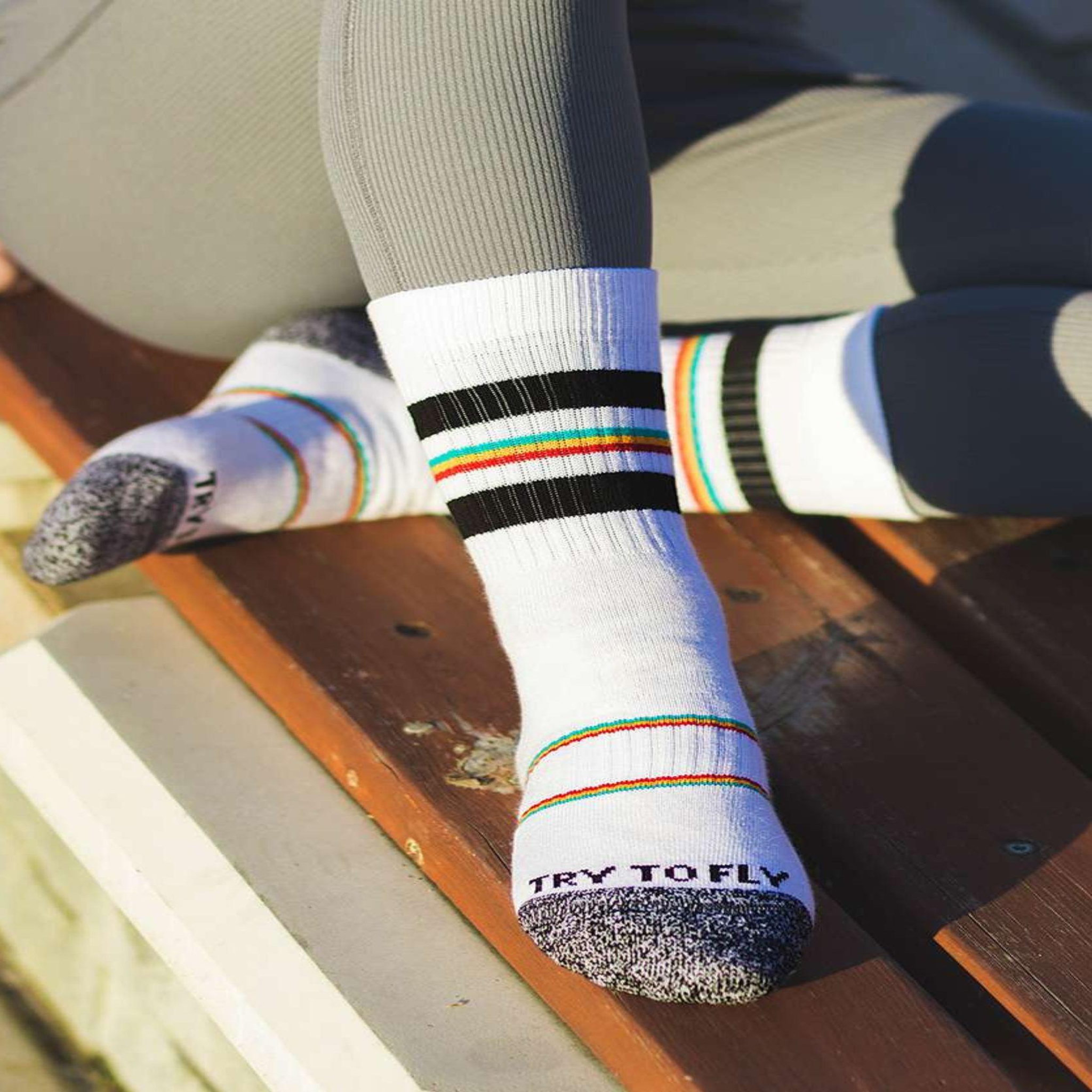 Voir la diapositive 3 : TRY TO FLY Chaussettes active life style - blanc, style rétro