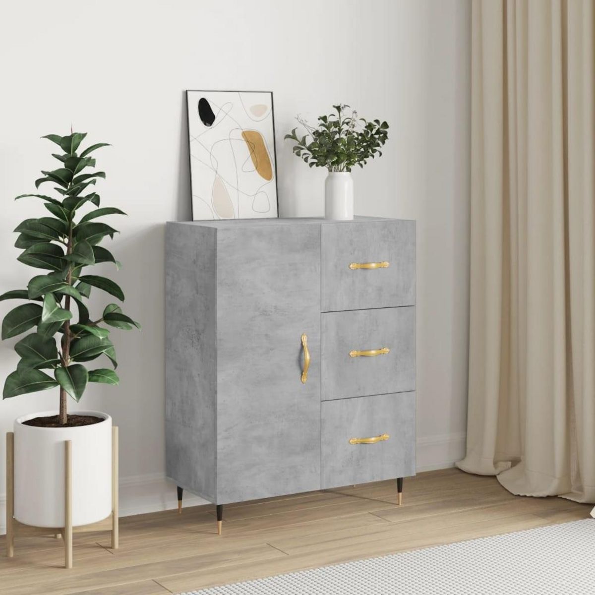 VIDAXL Buffet gris beton 69,5x34x90 cm bois d'ingenierie