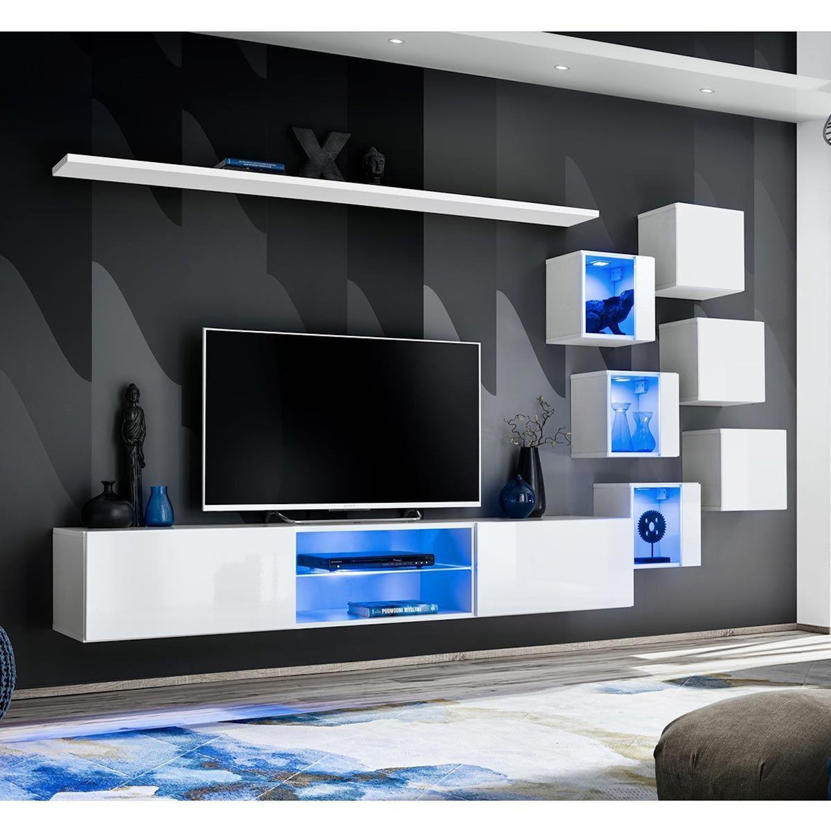 Paris Prix Ensemble Meuble TV Design  Switch XXI  260cm Blanc