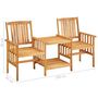 Voir la diapositive 6 : VIDAXL Chaises de jardin avec table a the et coussins Acacia solide