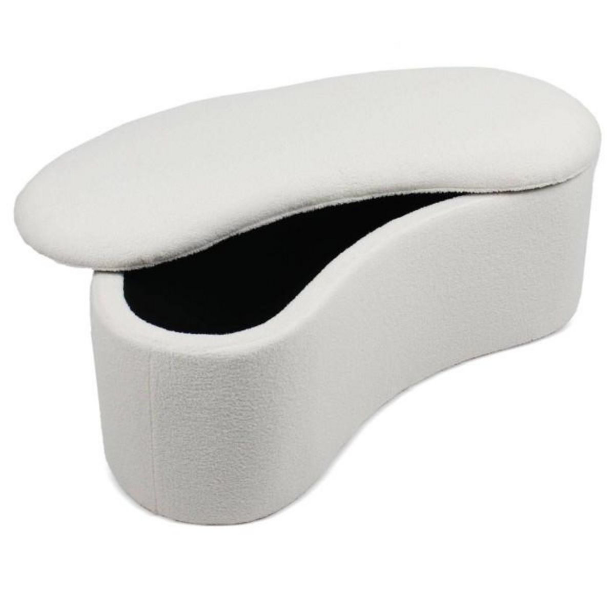 Paris Prix Banquette & Coffre Bouclette  Courbe  120cm Blanc