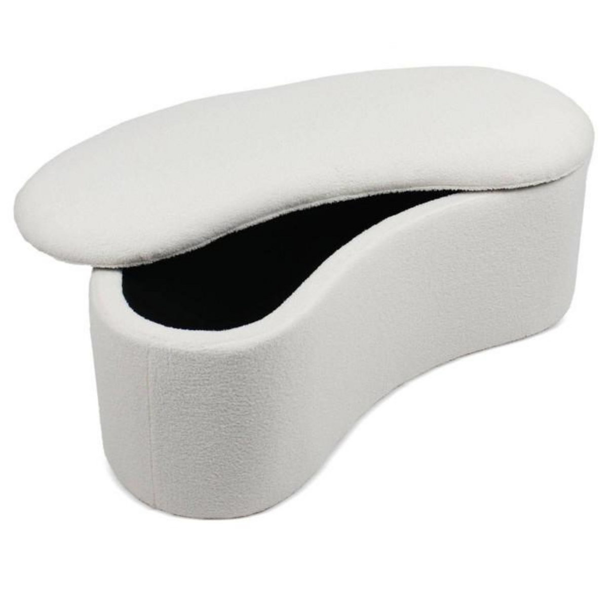 Paris Prix Banquette & Coffre Bouclette  Courbe  120cm Blanc