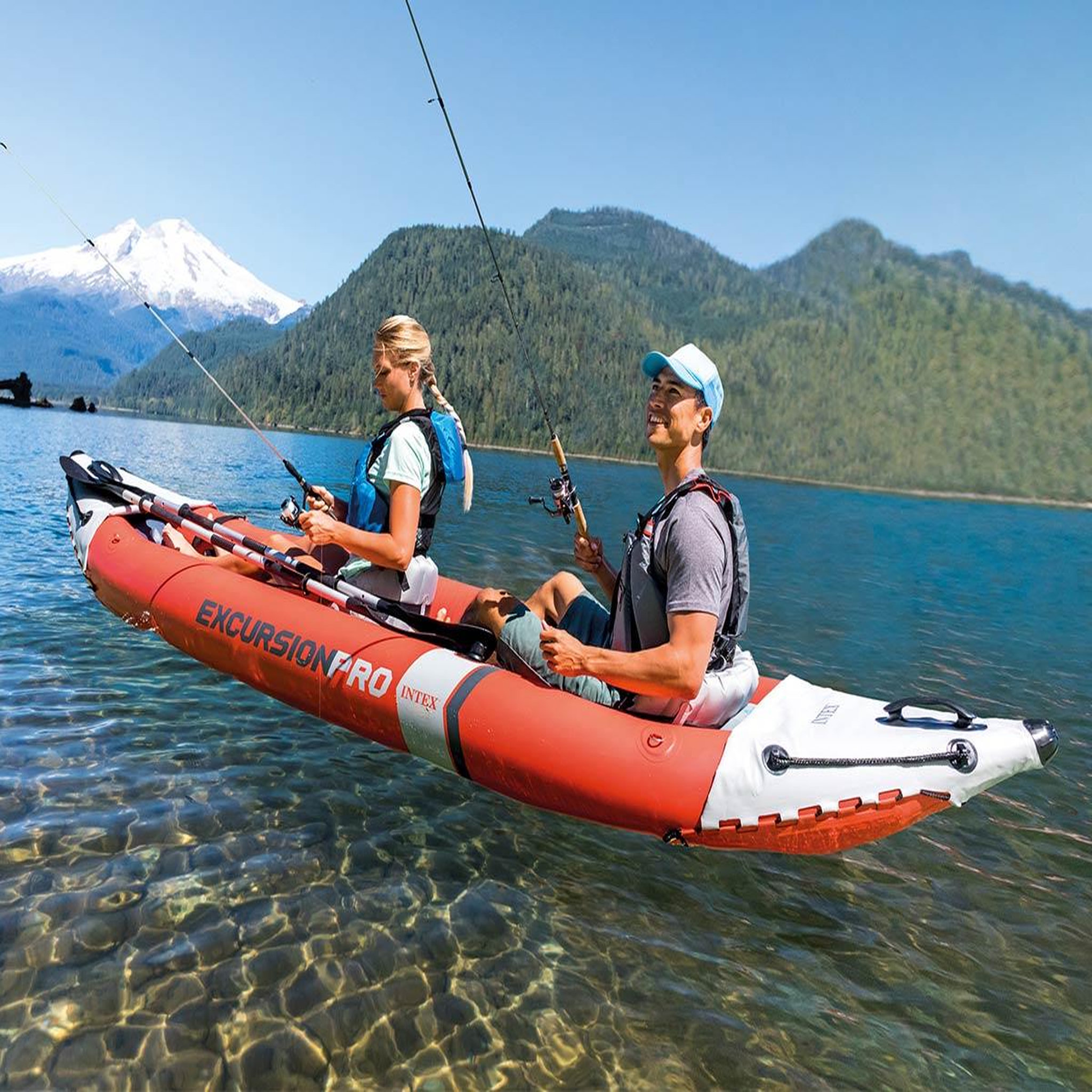 INTEX Kit canoë gonflable 1 place Excursion Pro K1 avec rames et gonfleur - Intex