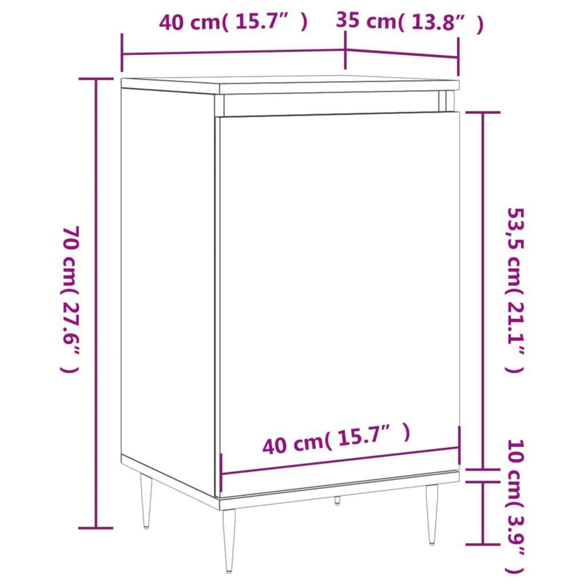 VIDAXL Buffets 2 pcs blanc 40x35x70 cm bois d'ingenierie