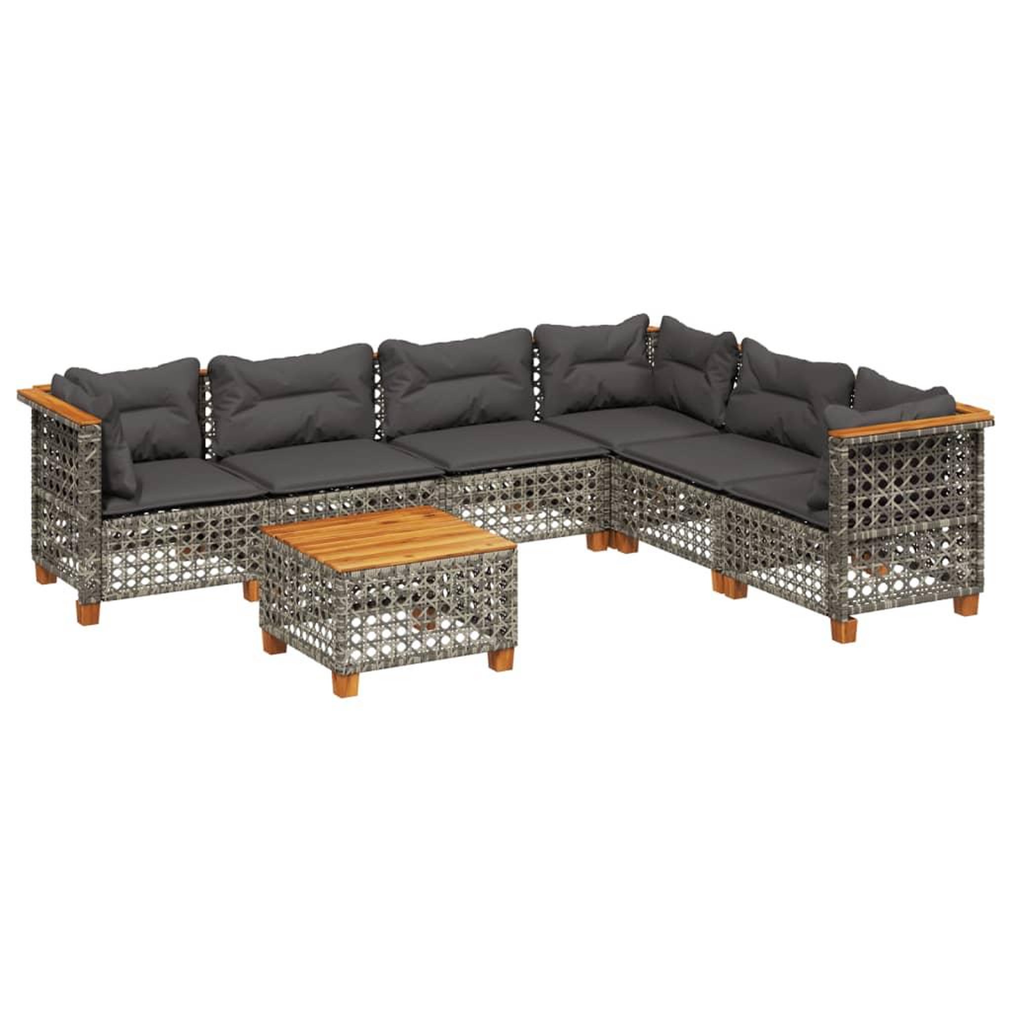 Voir la diapositive 2 : VIDAXL Salon de jardin avec coussins 7 pcs gris resine tressee