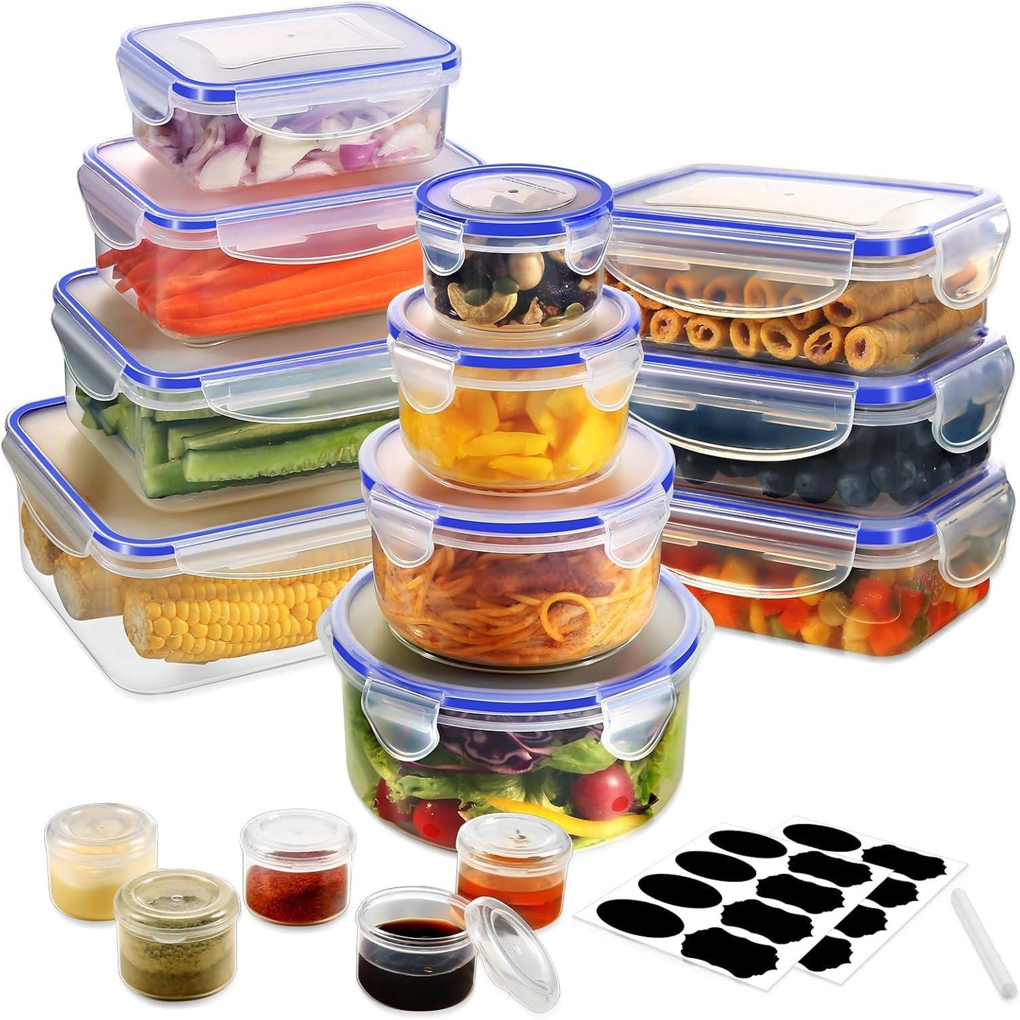 YASHE Boîtes alimentaires, 32 pièces, 16 récipients, 9,3 L