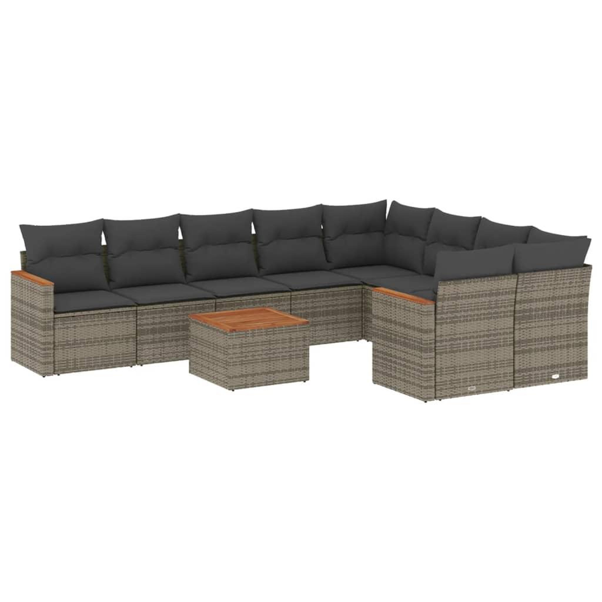 Voir la diapositive 2 : VIDAXL Salon de jardin avec coussins 10 pcs gris resine tressee