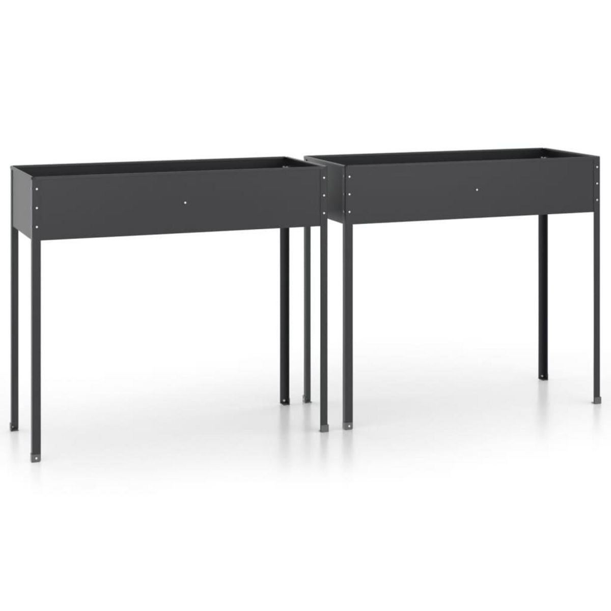 VIDAXL Jardinieres 2 pcs Anthracite Acier galvanise