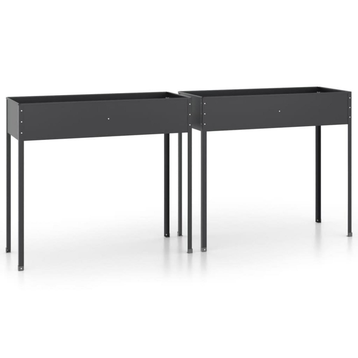 VIDAXL Jardinieres 2 pcs Anthracite Acier galvanise