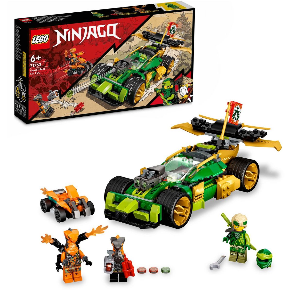LEGO NINJAGO 71763 L&rsquo;Évolution Voiture De Course de Lloyd, Jouet pour Enfants dès 6 Ans