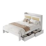MERAX Lit avec rangement 140x200cm mdf coloris blanc