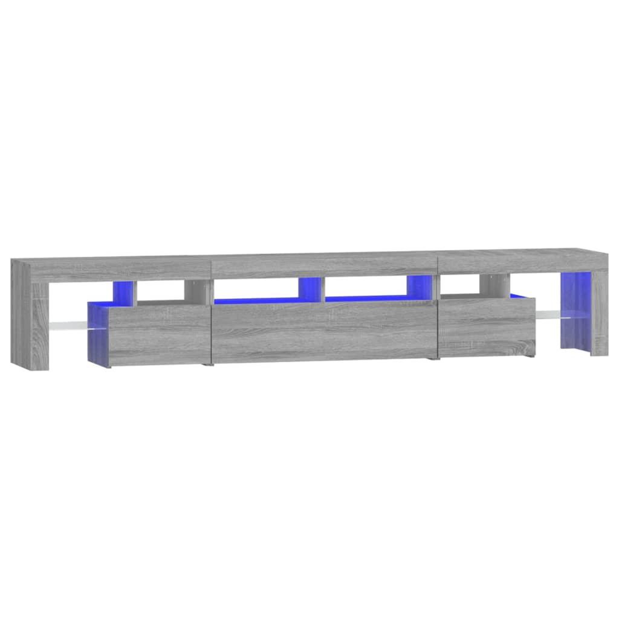 Voir la diapositive 2 : VIDAXL Meuble TV avec lumieres LED Sonoma gris 230x36,5x40 cm