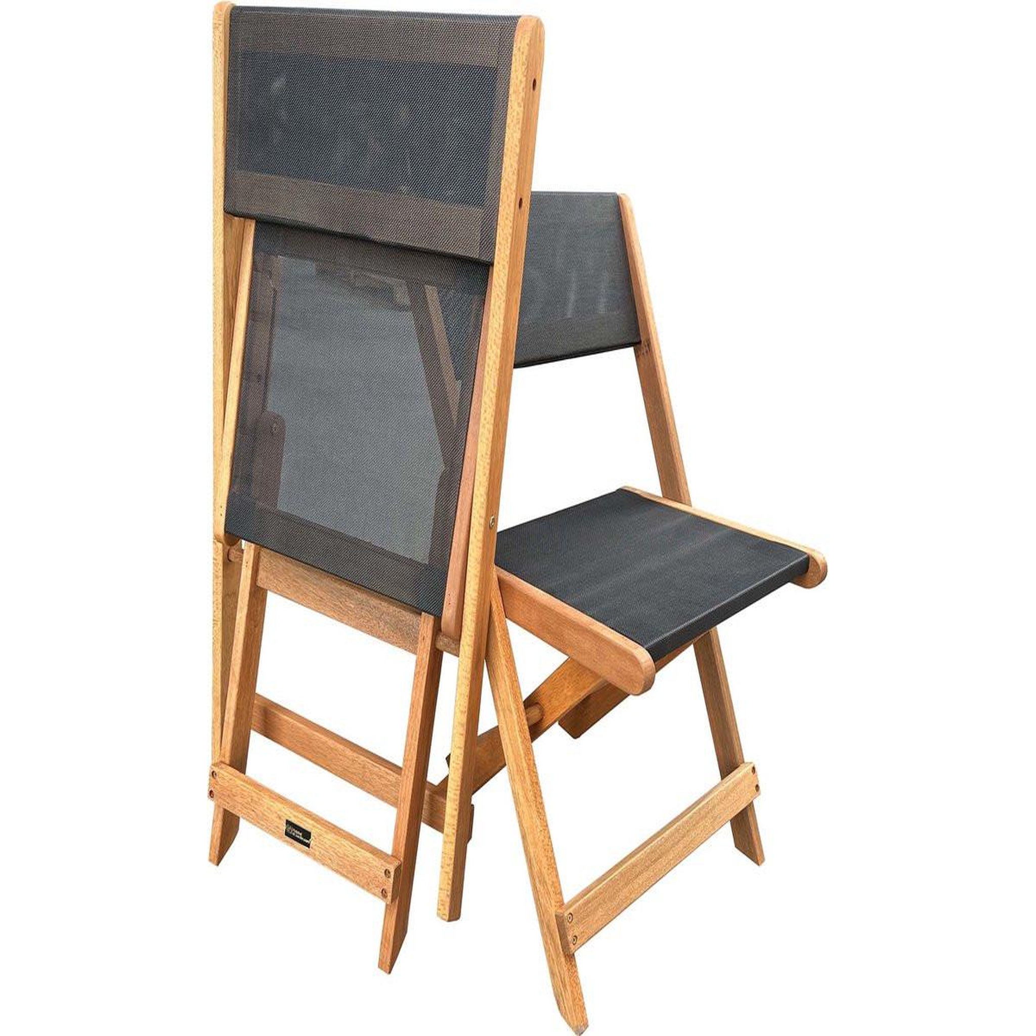 Voir la diapositive 3 : Habitat et Jardin Chaise pliante en bois exotique  seoul  - maple - noir - lot de 2