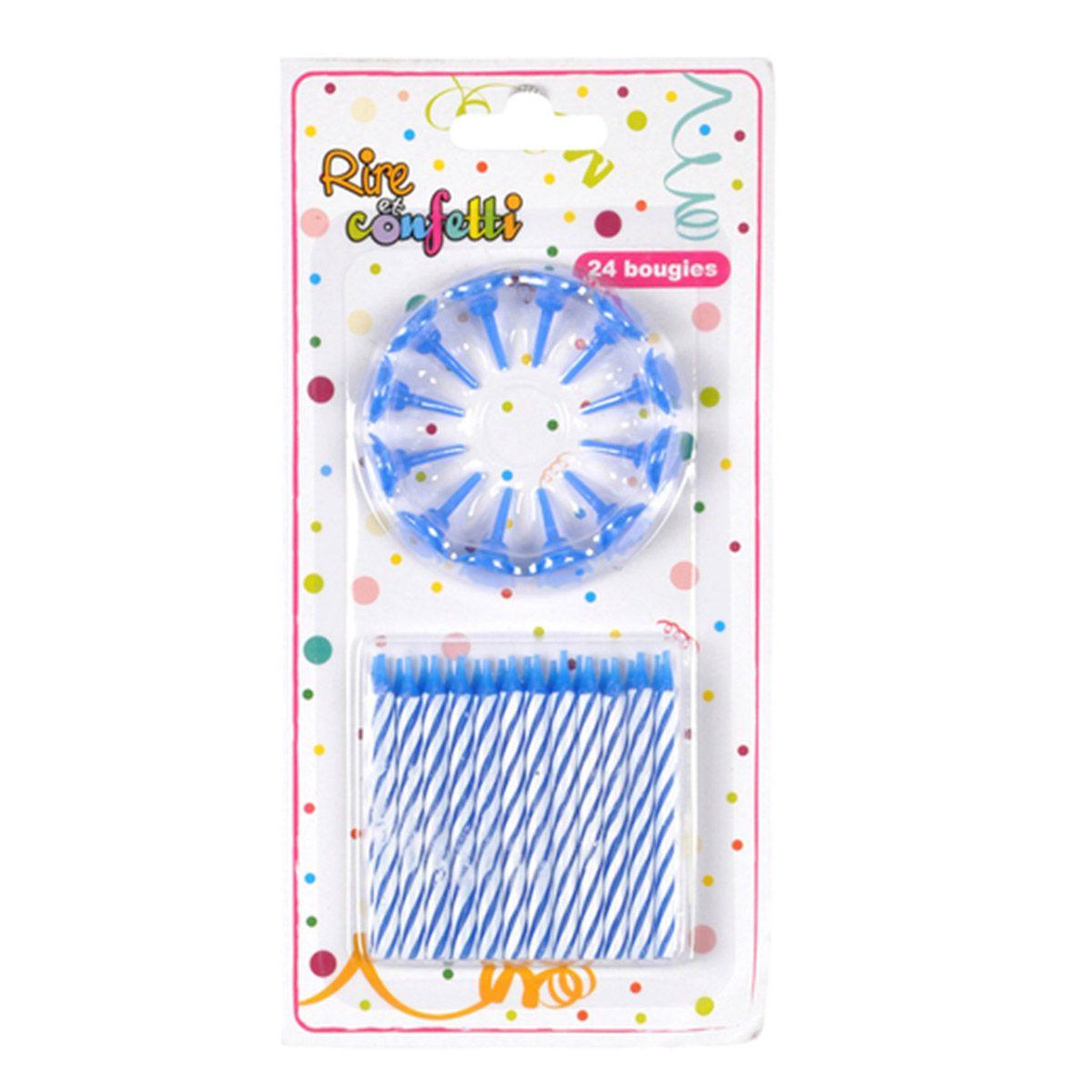 Voir la diapositive 2 : HOMEA Lot de 24 bougies d'anniversaire  support  5cm bleu