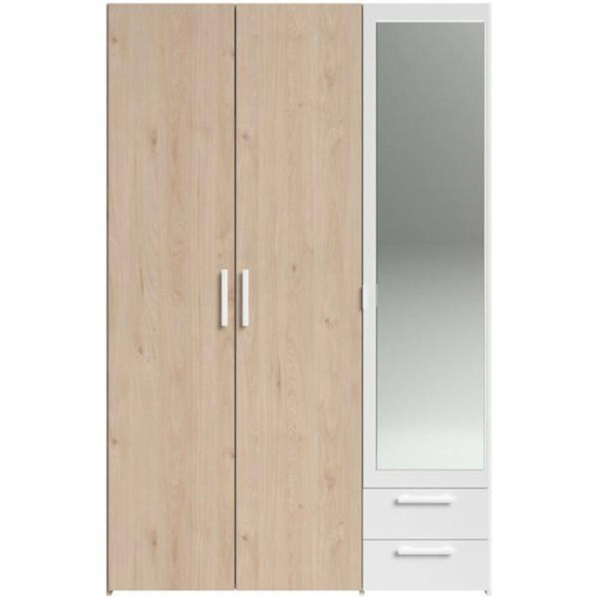 PARISOT Armoire VARIA - Panneaux de particules revetu papier - Décor chene et blanc - 3 portes - L 120,3 x P 5,7 x H 185 cm