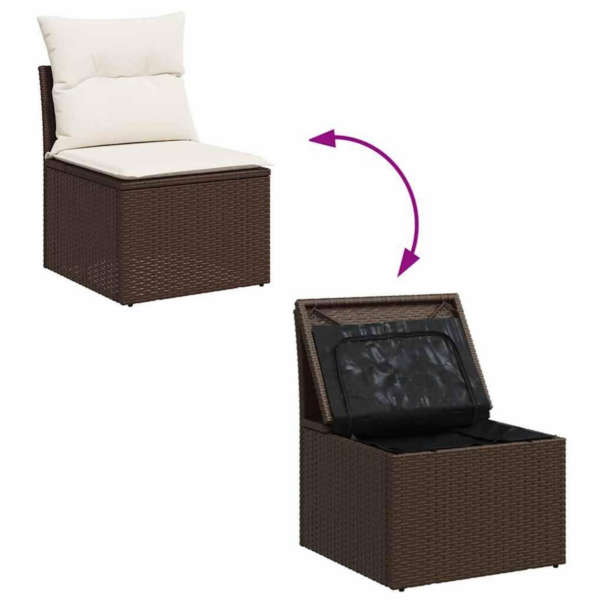 VIDAXL Salon de jardin avec coussins 2pcs marron resine tressee acacia