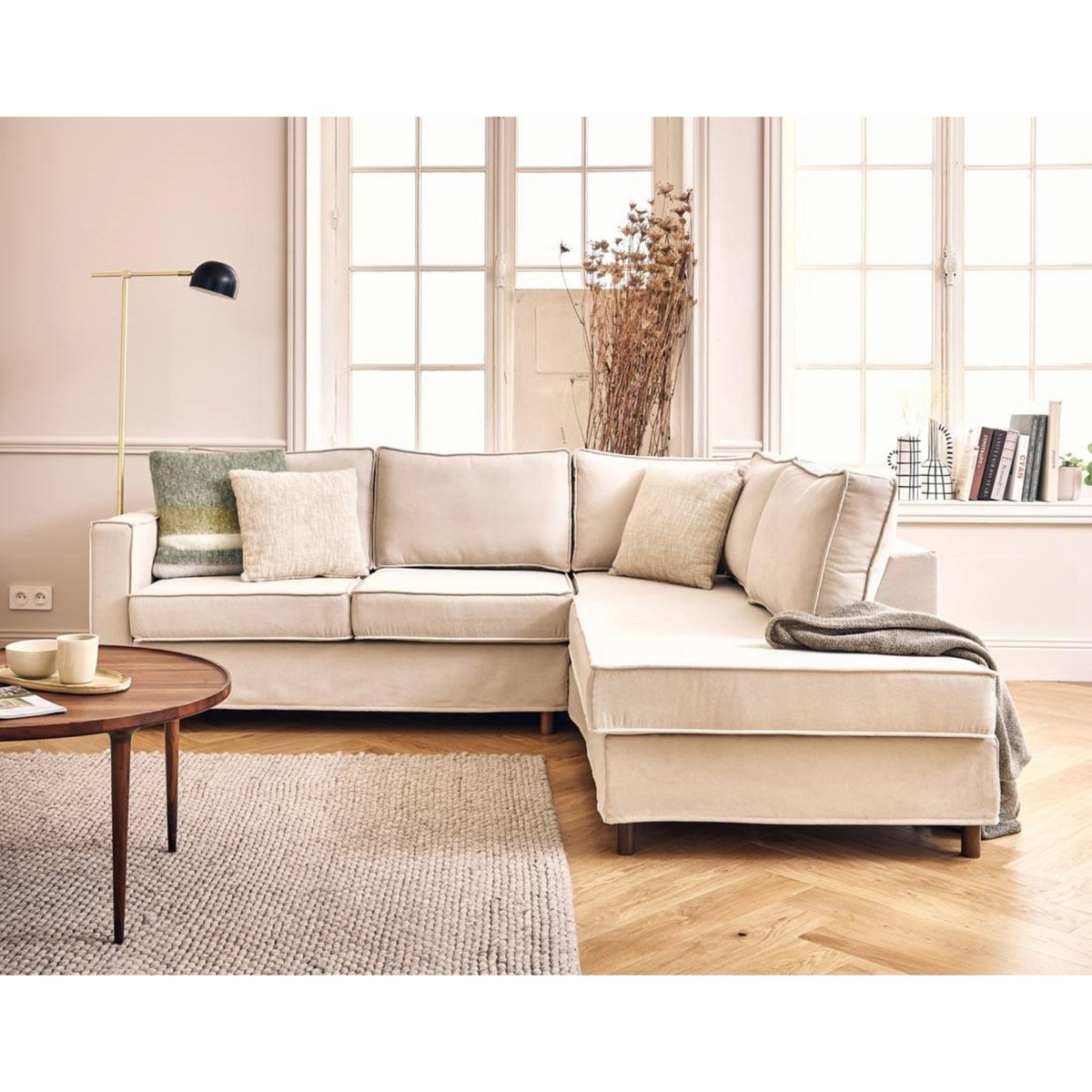 LISA DESIGN Jake - canapé déhoussable d'angle droit 5 places en tissu