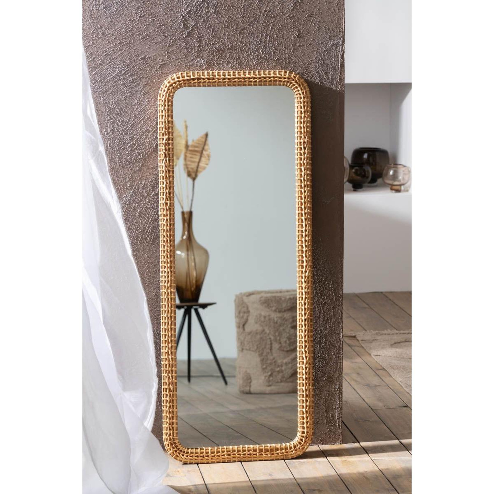 Voir la diapositive 3 : J-LINE Miroir Mural Déco  Mariage du Sud  122cm Naturel