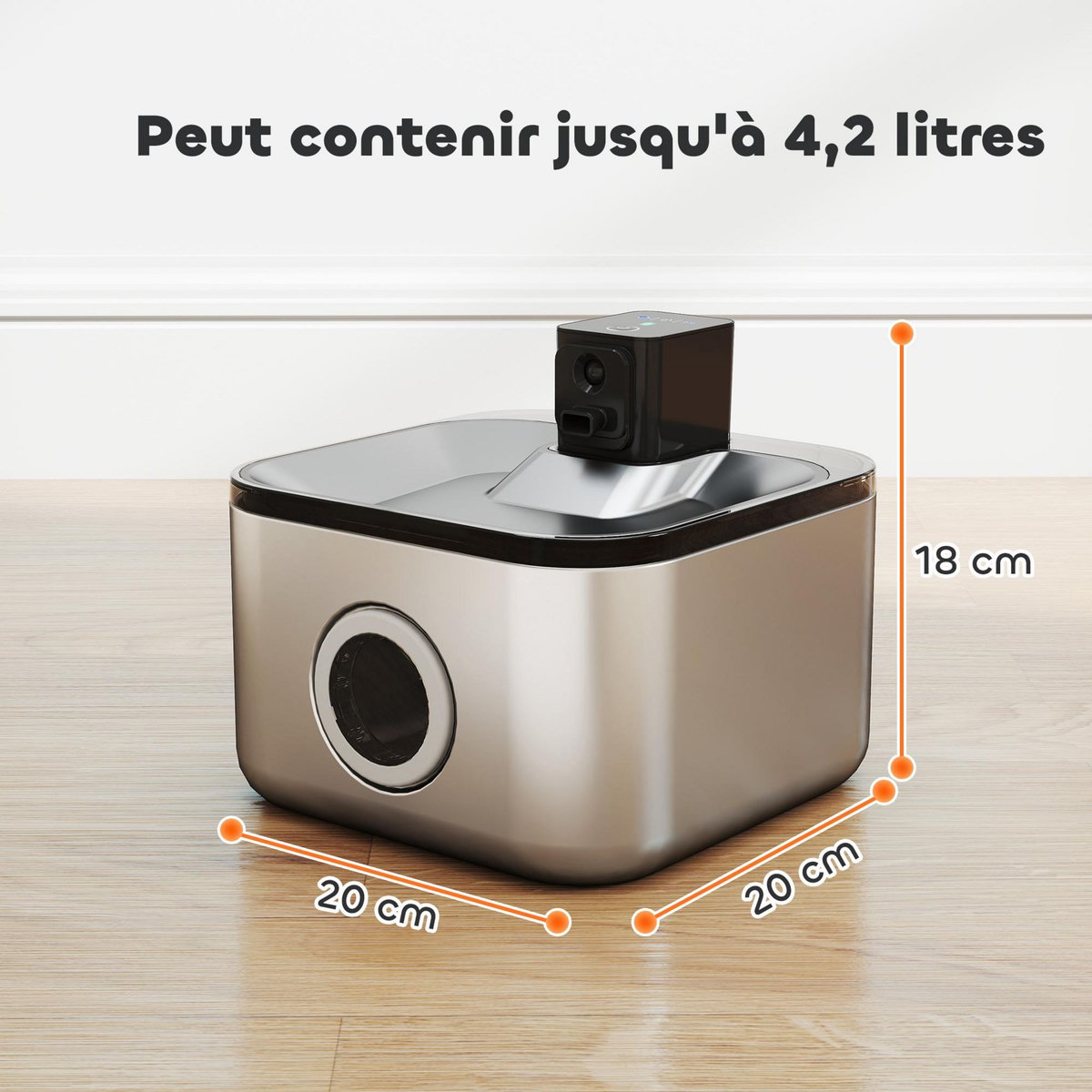 PAWHUT Fontaine à eau pour chat 4,2L filtration 3 étapes charge USB câble + nombreux accessoires inclus acier inox