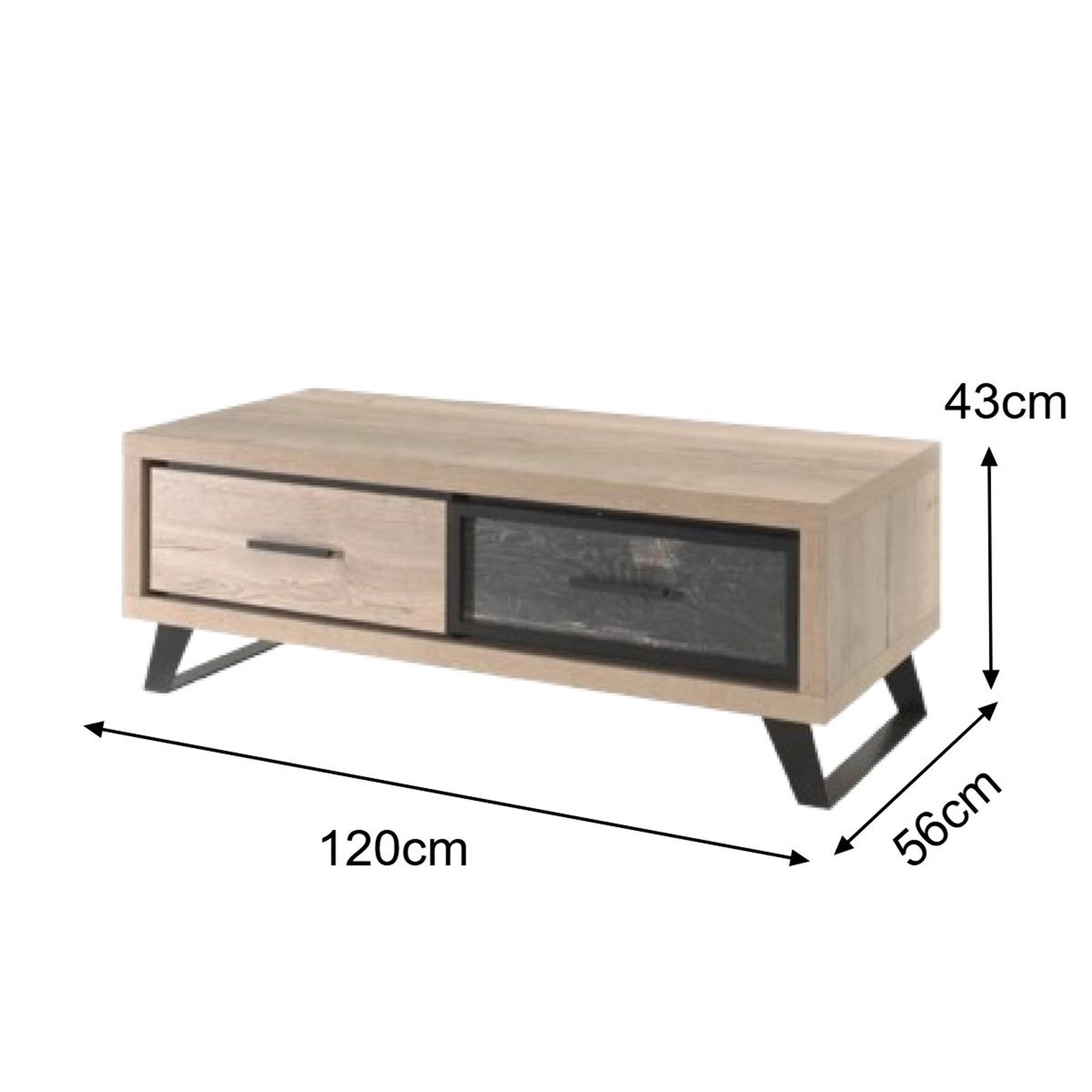 Voir la diapositive 4 : JLC KREATION Table basse contemporaine 2 tiroirs décor chêne pero