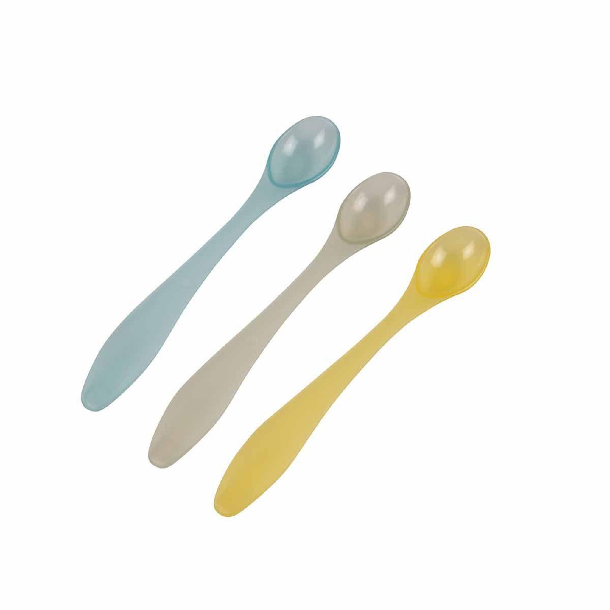 Voir la diapositive 1 : BEBE DOUCEUR Set de 3 cuillères bébé  souple  16cm multicolore