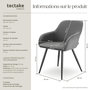 Voir la diapositive 6 : tectake Chaise de salle à manger rembourrée en velours côtelé gris/noir Lot de 2