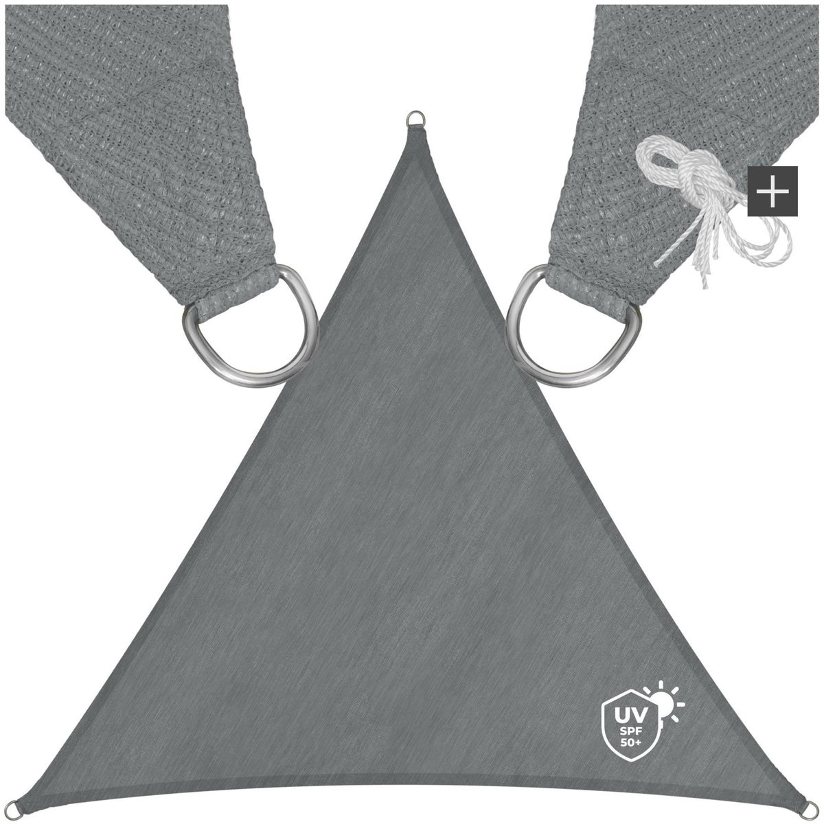 tectake Voile d'ombrage triangulaire triangulaire avec une protection UV 50+ gris 3 x 3 x 3 m
