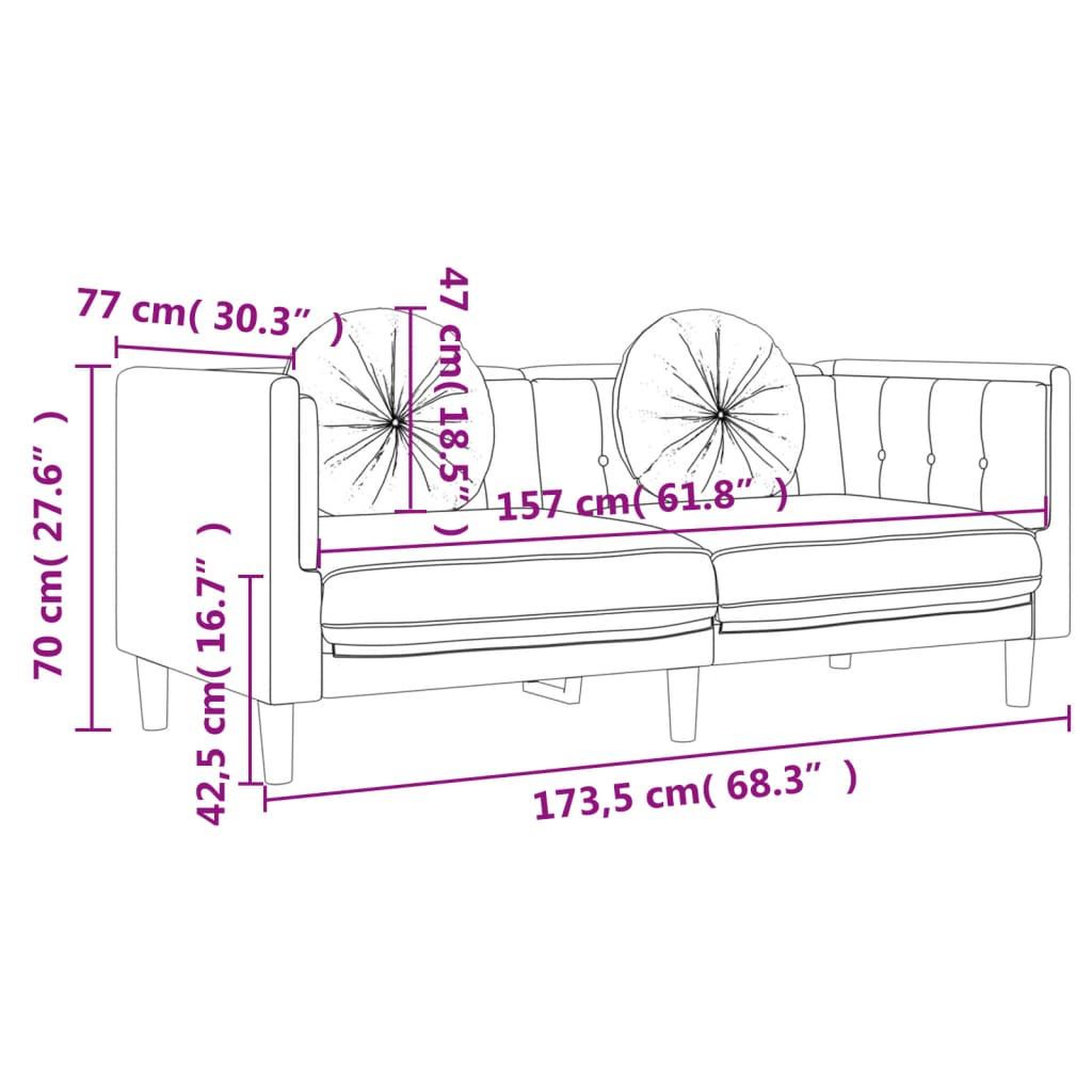 Voir la diapositive 6 : VIDAXL Ensemble de canapes 2 pcs avec coussins jaune velours