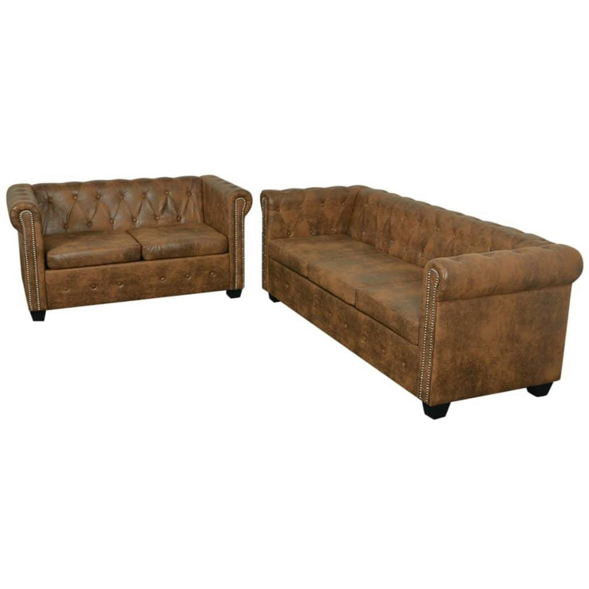 VIDAXL Ensemble de canape Chesterfield a 2 et 3 places marron