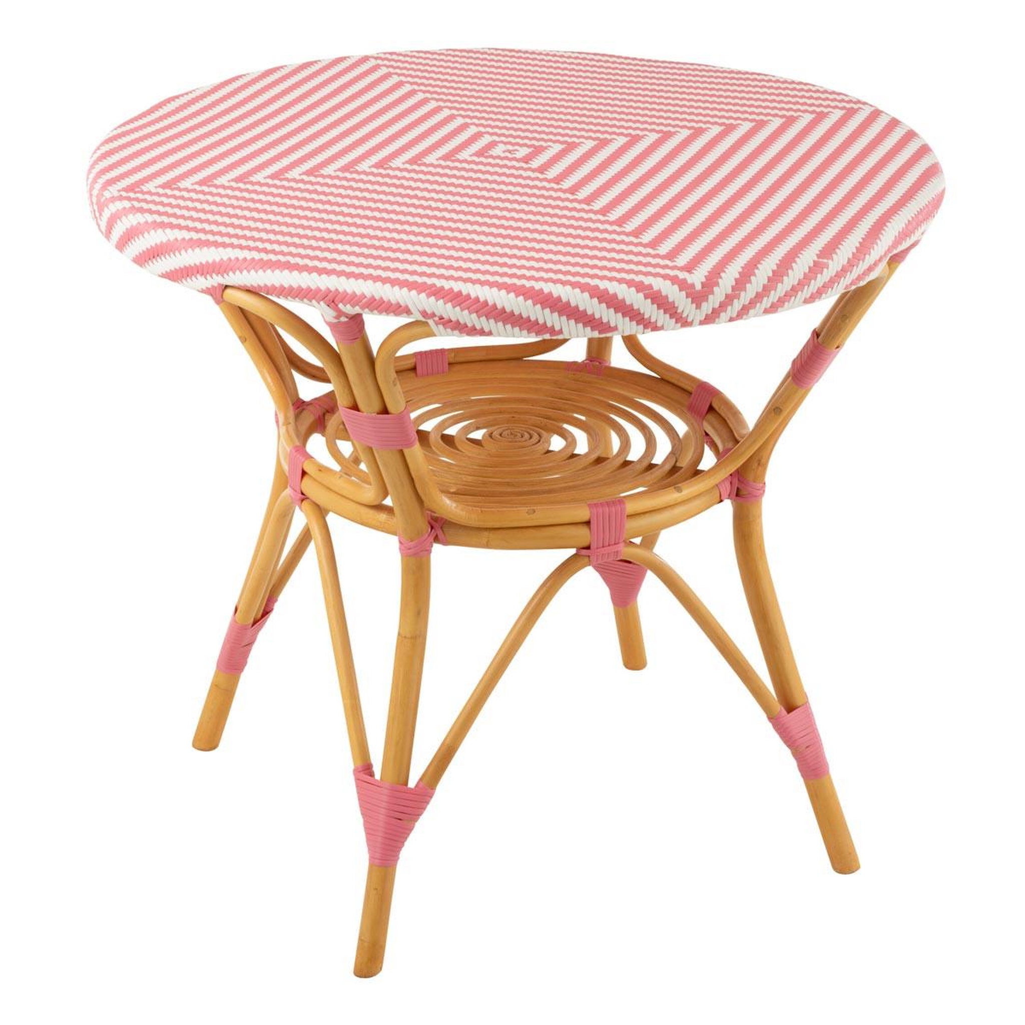J-LINE Table à manger en rotin  danial  90cm rose
