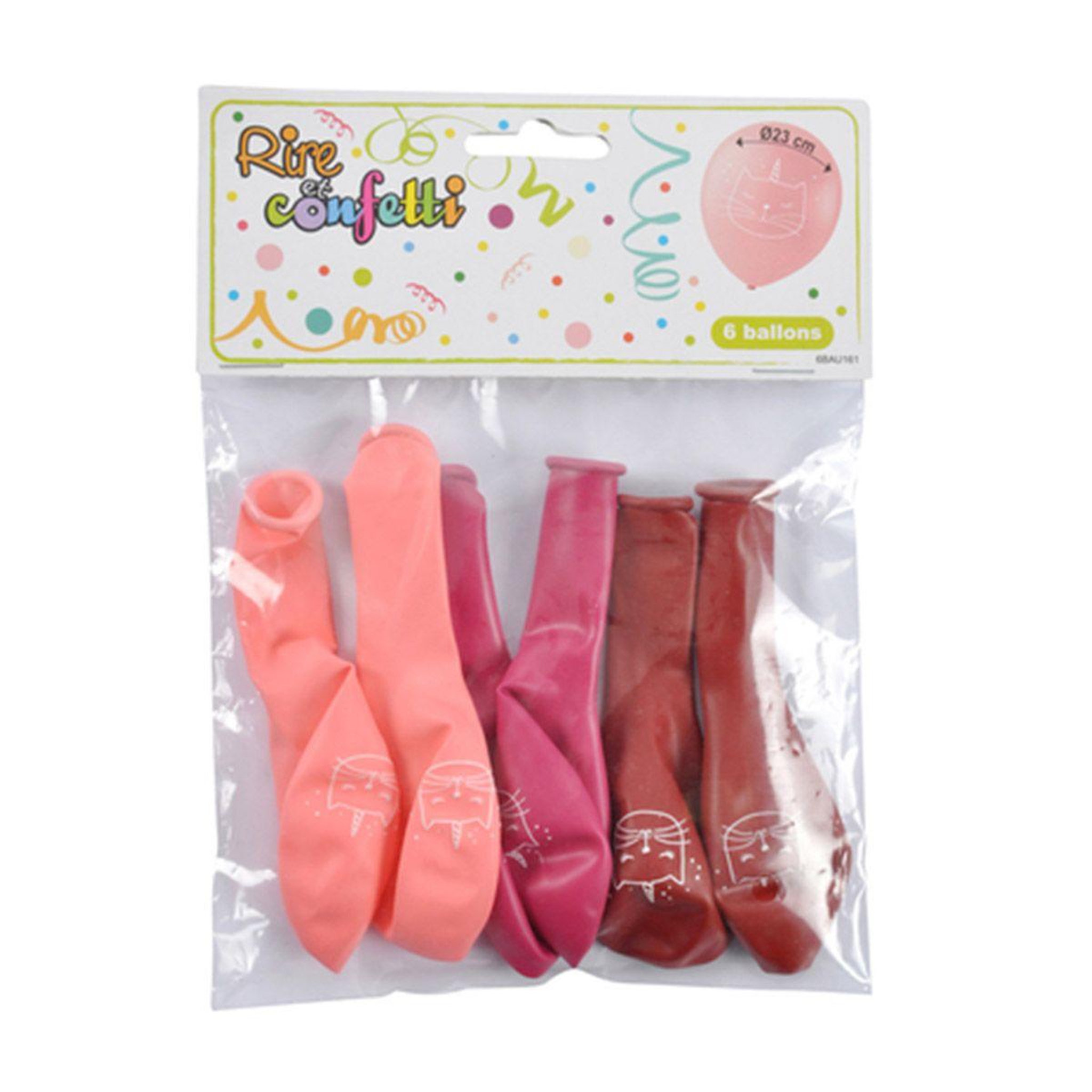 Voir la diapositive 2 : RIRE & CONFETTI Lot de 6 Ballons Gonflables  Boho Chat  23cm Rose