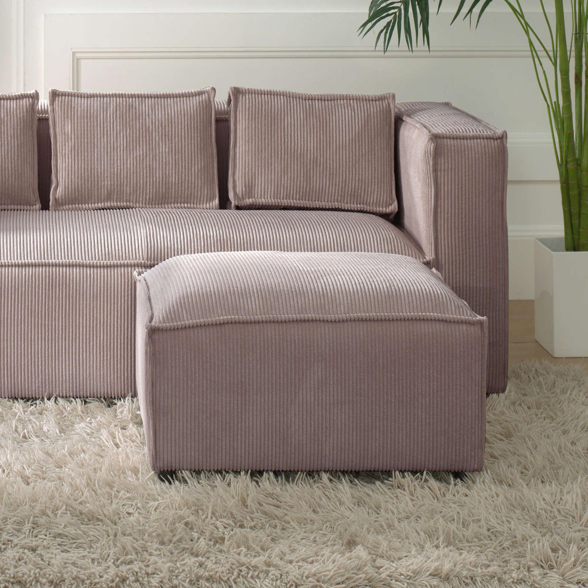 Voir la diapositive 2 : BEST MOBILIER Stella - pouf en velours côtelé - style contemporain