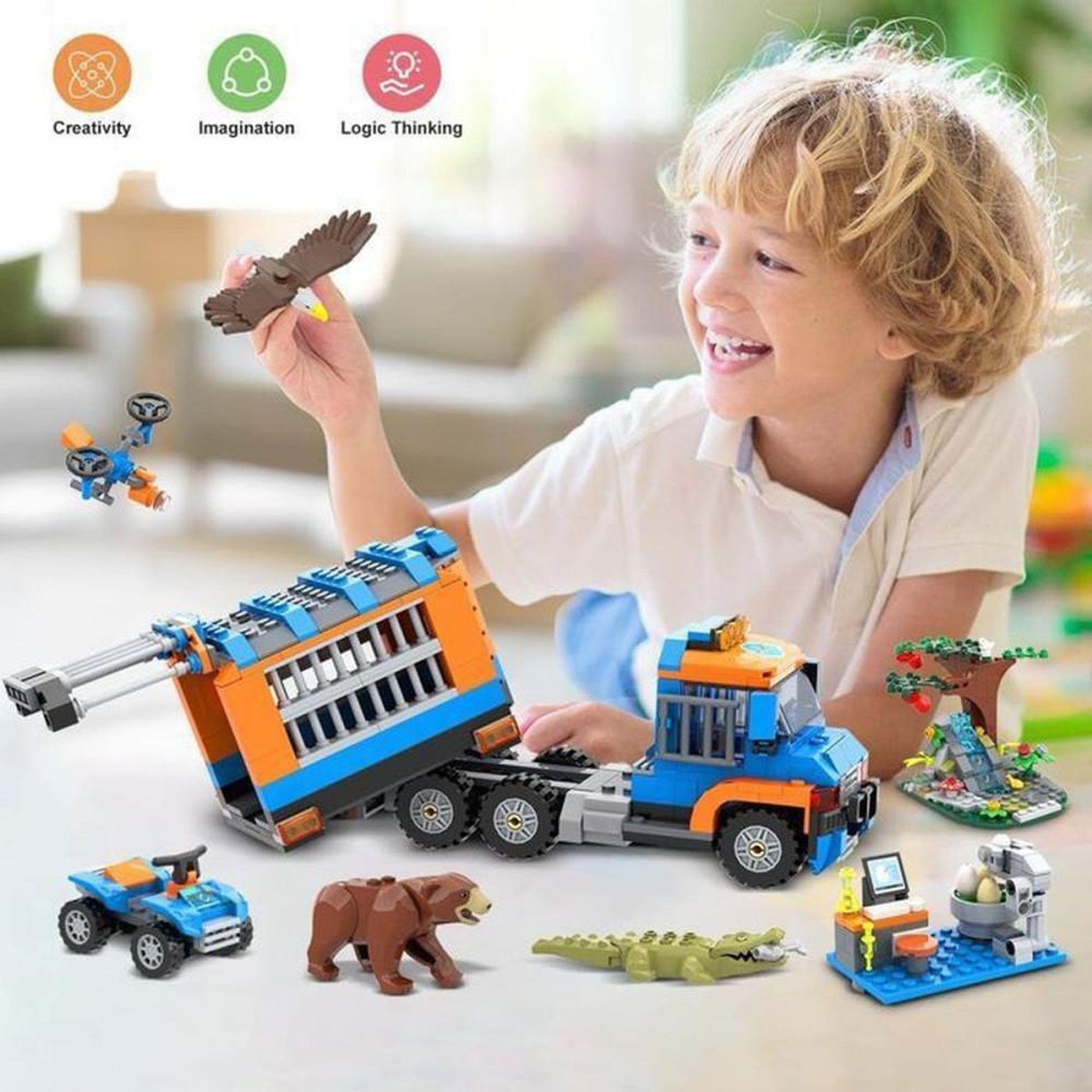 Voir la diapositive 4 : Kit de construction Jungle Rescue 1356 pièces avec hélicoptère de secours et cabines amovibles
