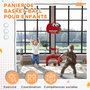 Voir la diapositive 4 : HOMCOM Panier de basket enfant multifonction design dino 3-6 ans - but, golf, 2 jeux de lancer - hauteur réglable - HDPE gris rouge