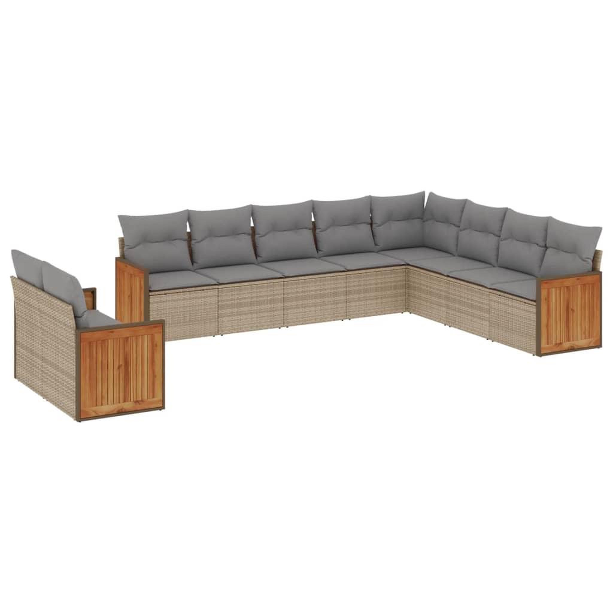 Voir la diapositive 2 : VIDAXL Salon de jardin avec coussins 10 pcs beige resine tressee