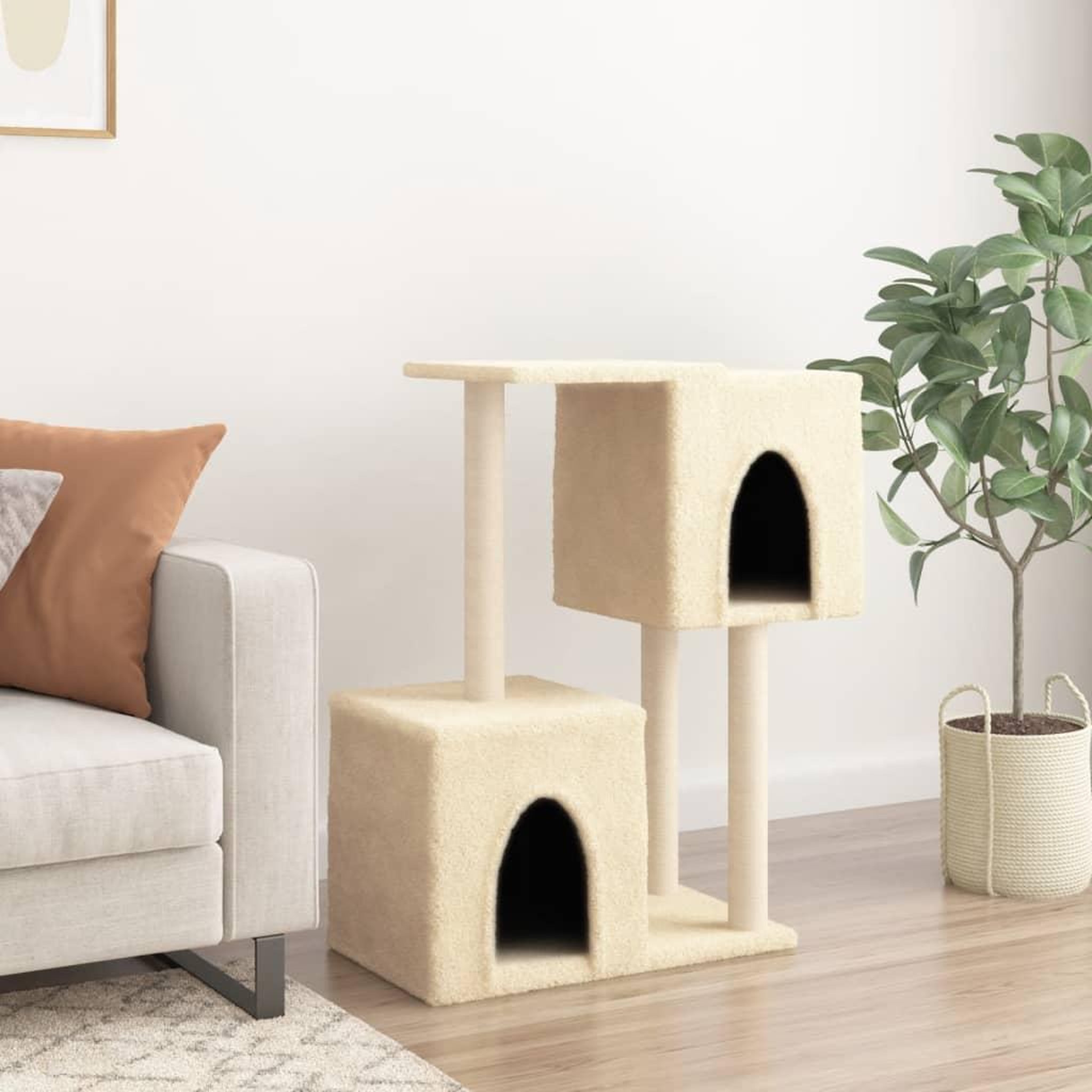 Voir la diapositive 3 : VIDAXL Arbre a chat avec griffoirs en sisal Creme 86 cm