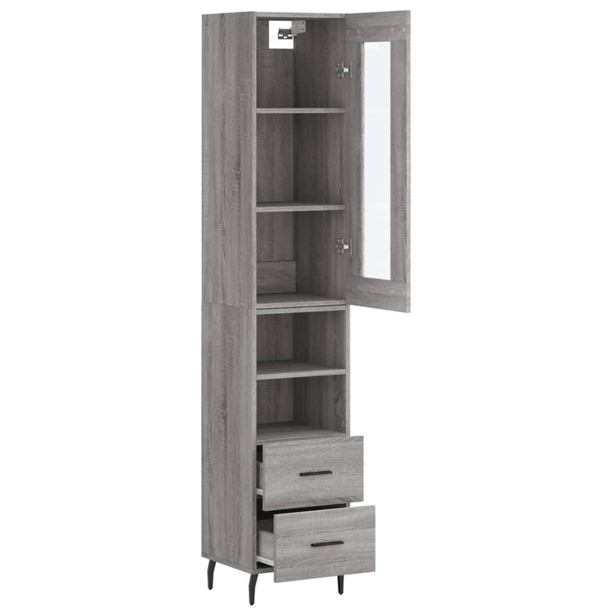 Voir la diapositive 4 : VIDAXL Buffet haut Sonoma gris 34,5x34x180 cm Bois d'ingenierie