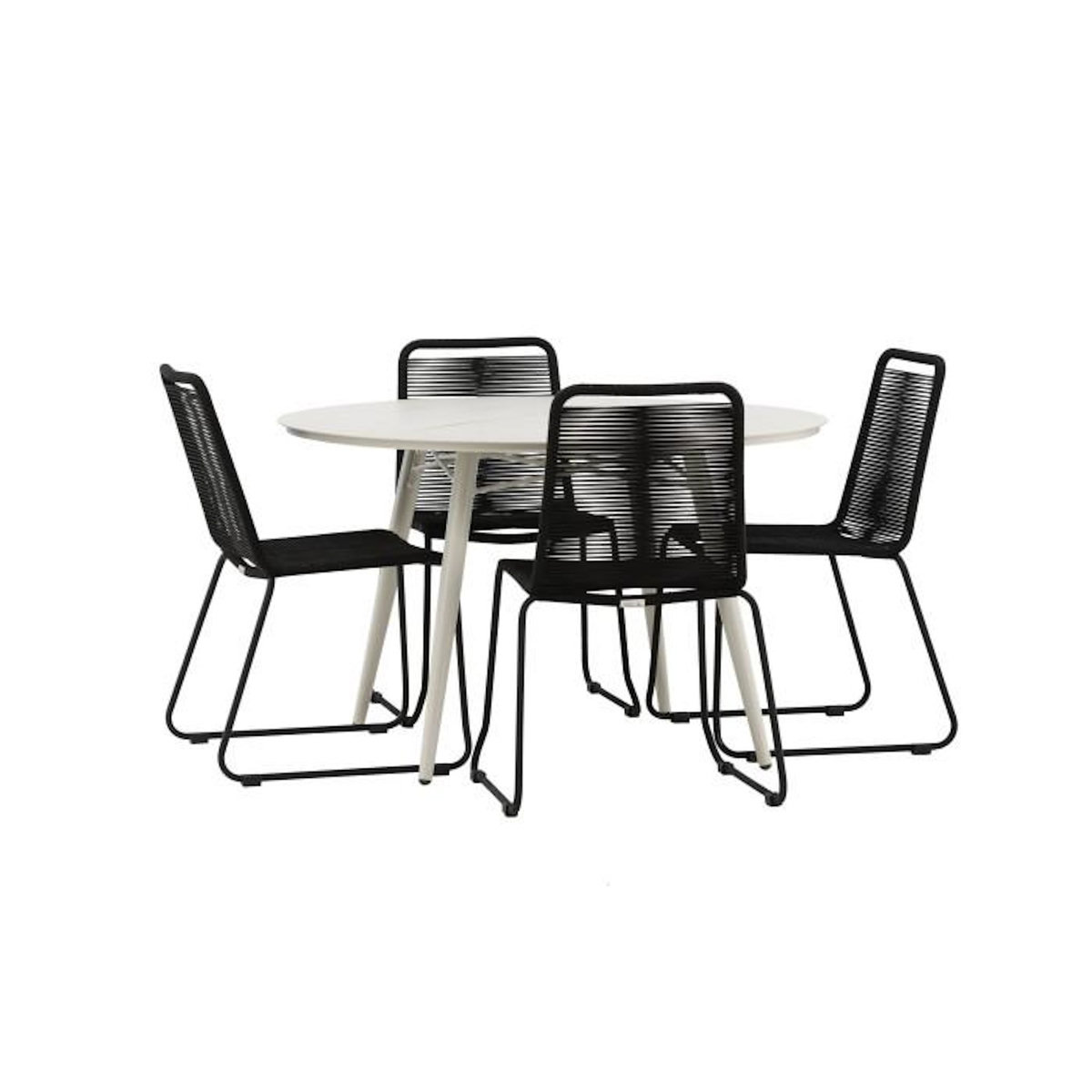 Paris Prix Ensemble Table de Jardin & 4 Chaises  Lina & Lindos  120cm Beige & Noir