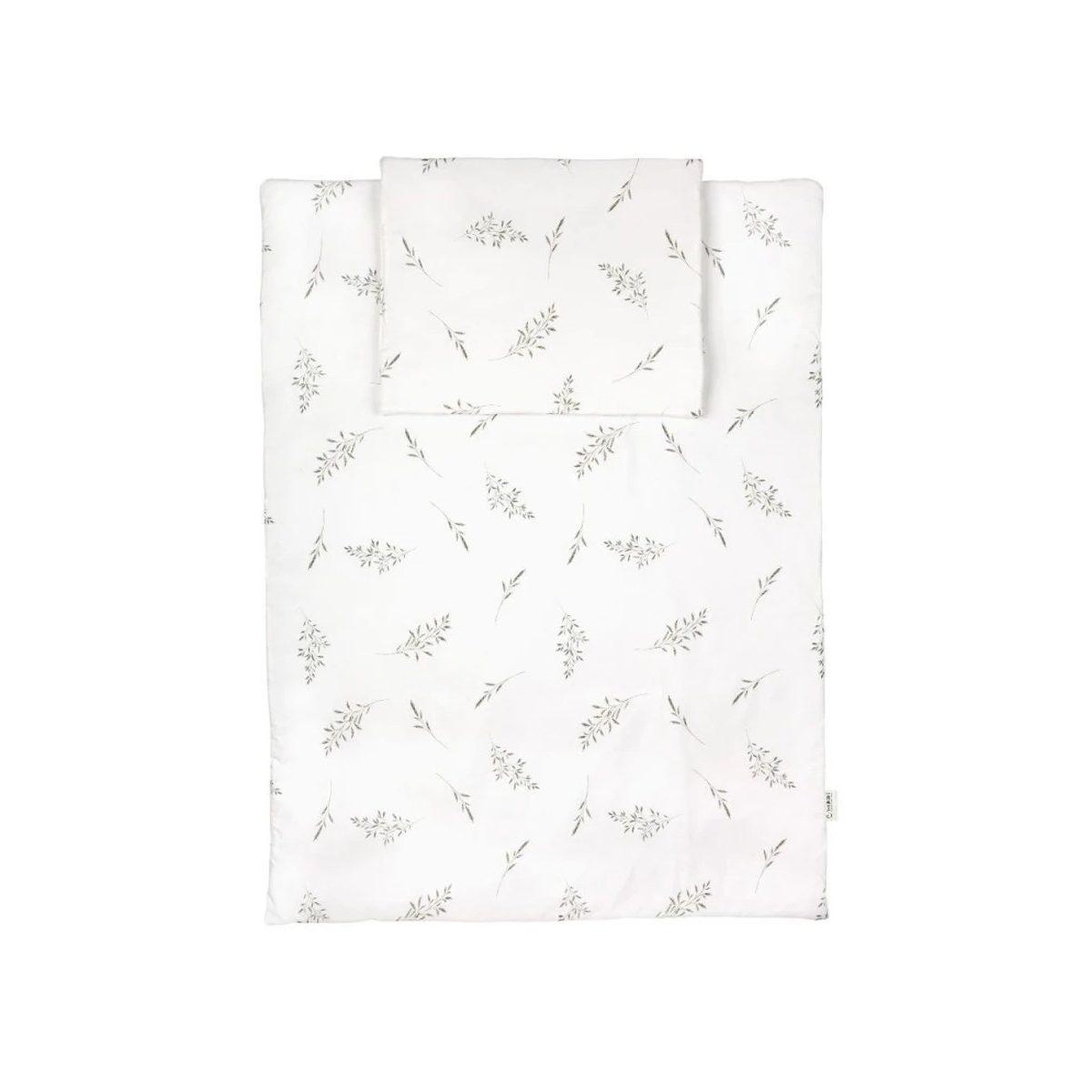 WALDIN Parure de lit bébé couette et oreiller 120 × 90 cm - taille L - brindilles vertes