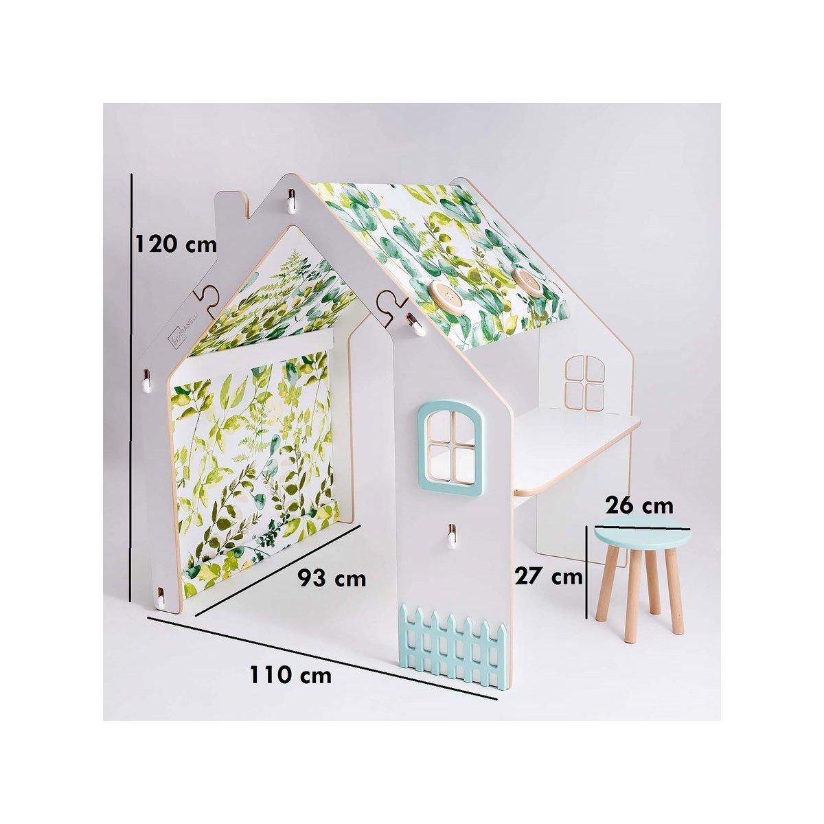 Habitat et Jardin Maisonnette pour enfant en bois  Bianelli  avec bureau - 114 x 93 x 120 cm - Blanc / Menthe