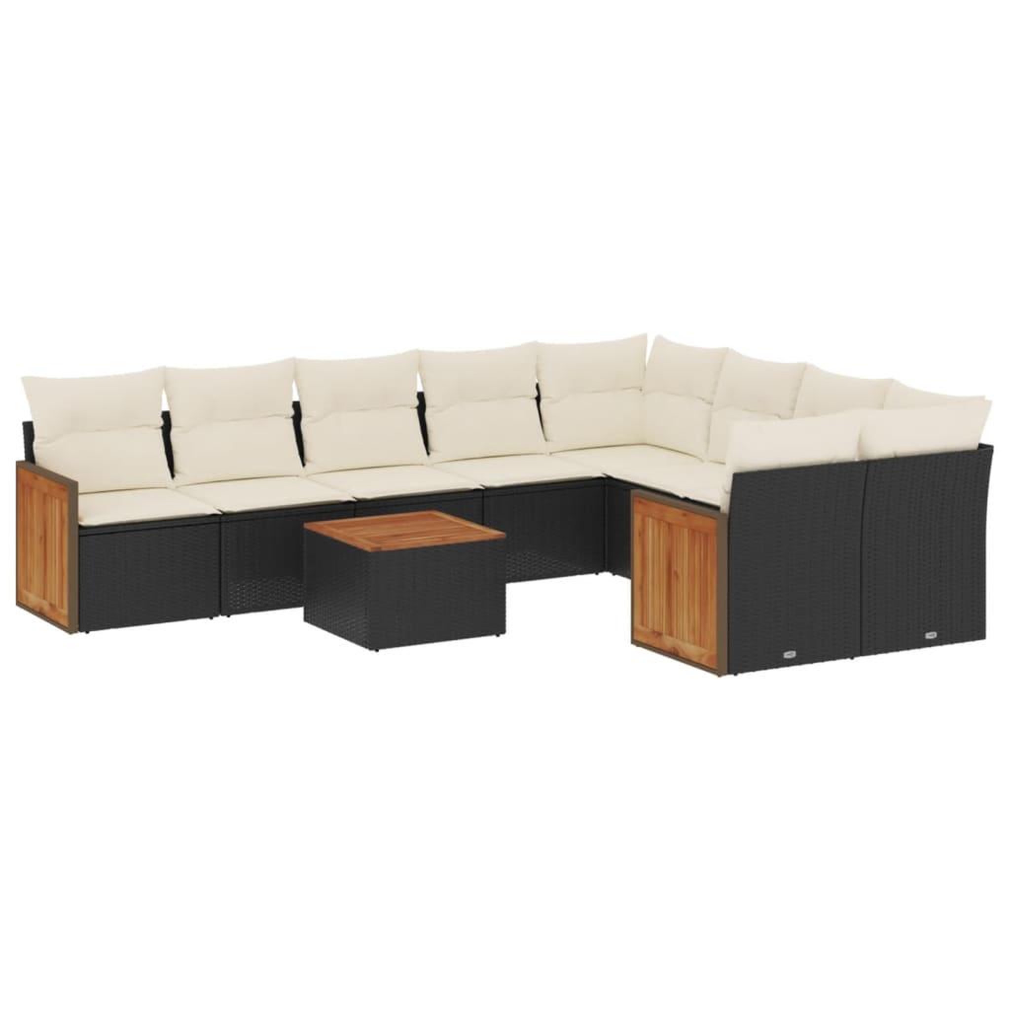 Voir la diapositive 2 : VIDAXL Salon de jardin 10 pcs avec coussins noir resine tressee
