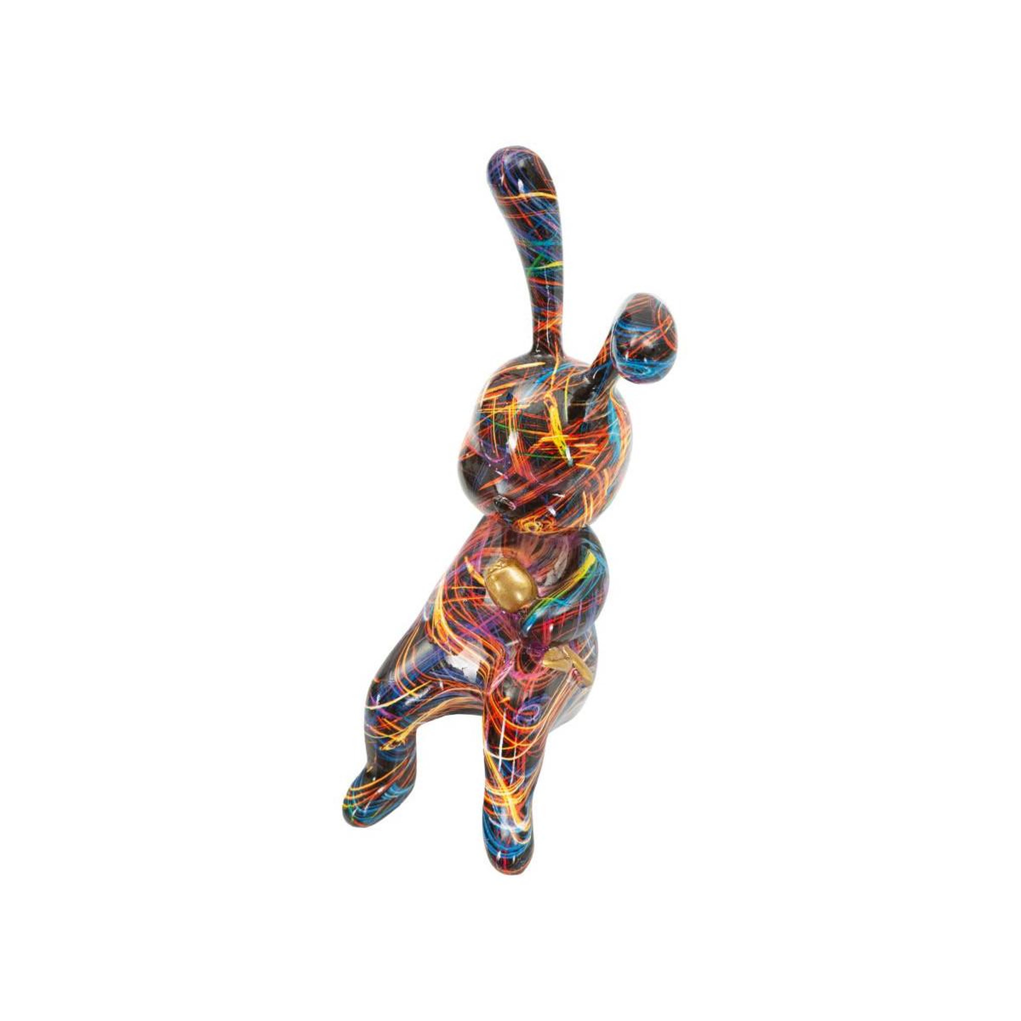 Voir la diapositive 3 : Paris Prix Lapin fleur en résine  psyco  22cm multicolore