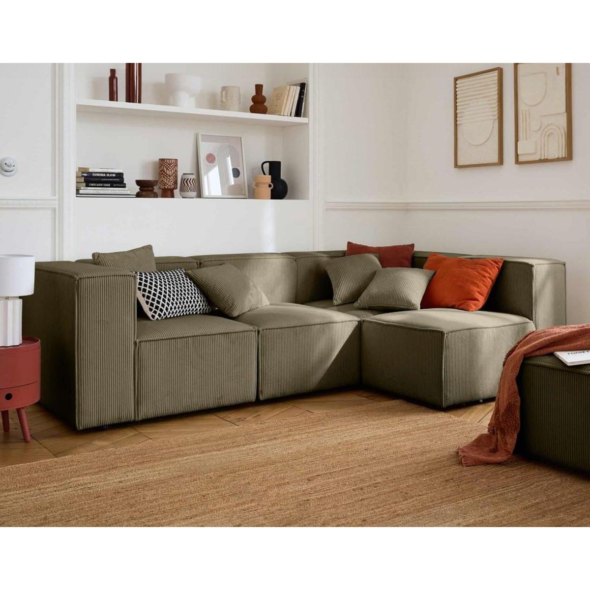 LISA DESIGN Arty - canapé modulable d'angle droit 4 places - en velours côtelé