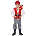 WIDMANN Déguisement Pirate rouge et noir avec perroquet - Enfant - 2/4 ans (86 à 104 cm)